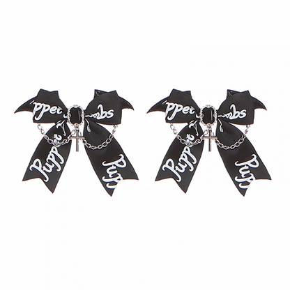 Jirai Kei Black Bow Cross Chain Hairclips