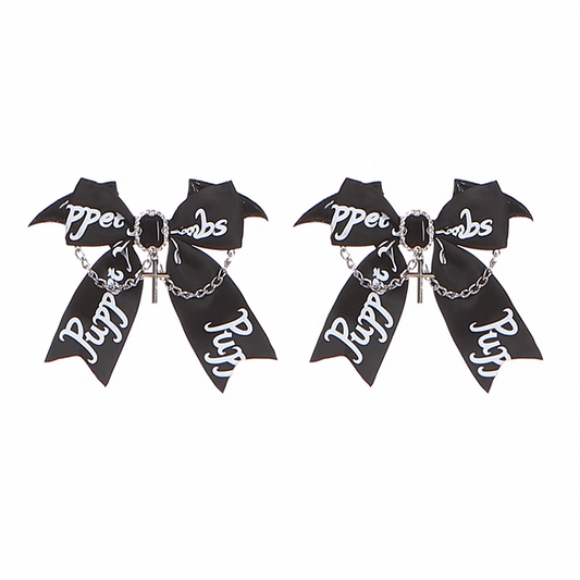 Jirai Kei Black Bow Cross Chain Hairclips