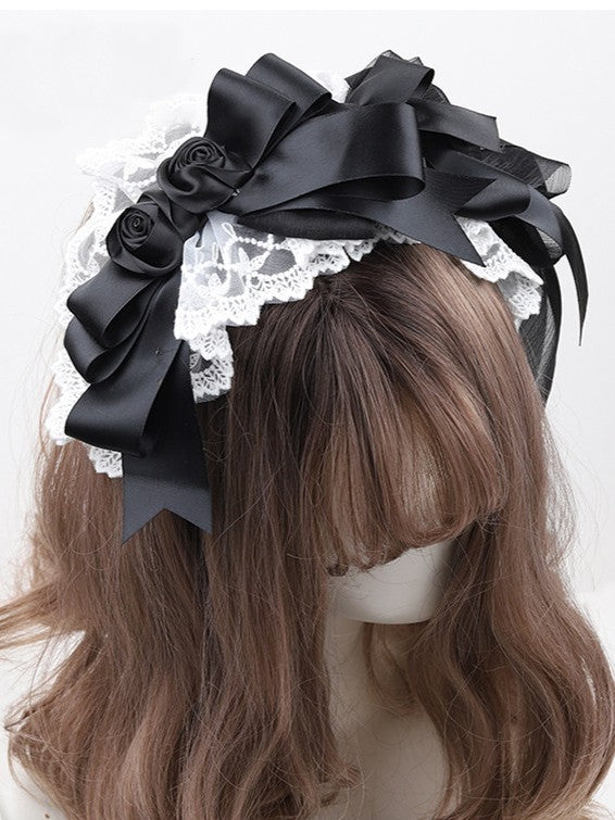 KC Black Lolita Lace Bow Accents