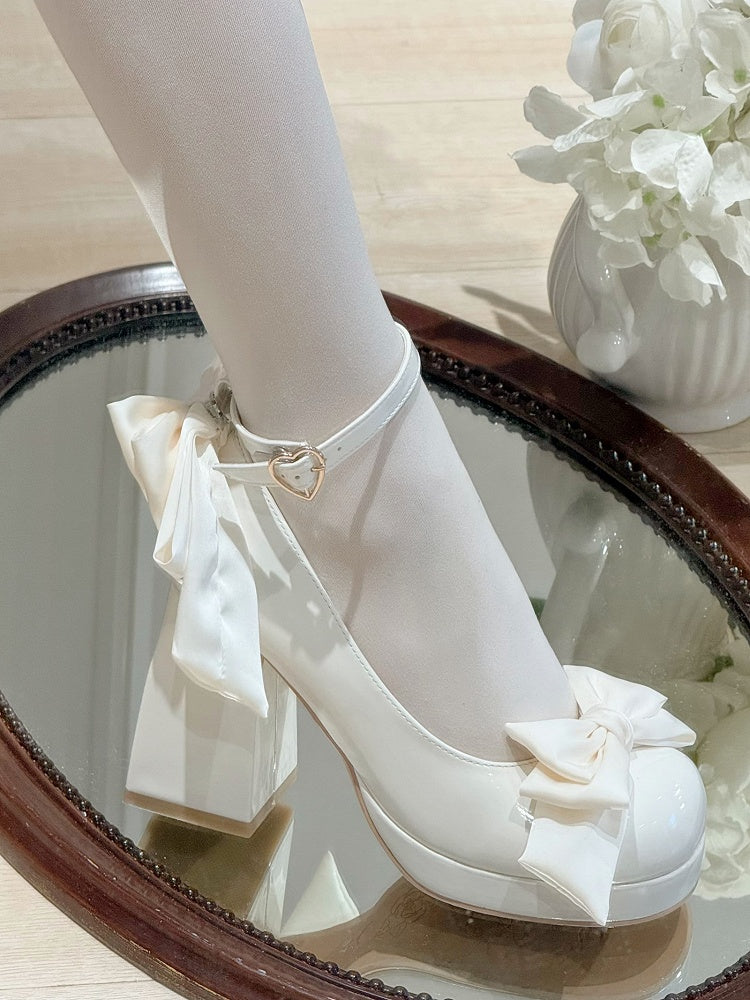 Sweet Toe Mary Bowknot White Janes Platform Details Lolita Round Shoes