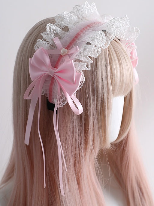 Lolita White Lace KC Sweet Bowknots With Pink