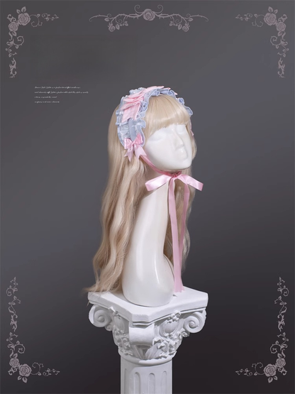Ruffled Accents Hairband Pink Blue and Bowknot Lolita