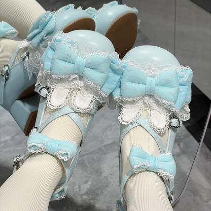 Ear Blue Bunny - Design Janes Mary mit niedrigem/mittlerem Absatz
