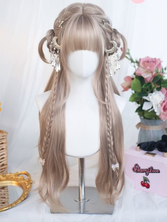 Light 60-65cm Brown Air Long Wavy Bangs With Wig