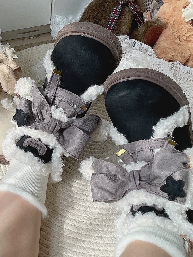 Sohle für Akzente Schwarz Ankle Lolita Stiefel Schleife 3cm Grau mit