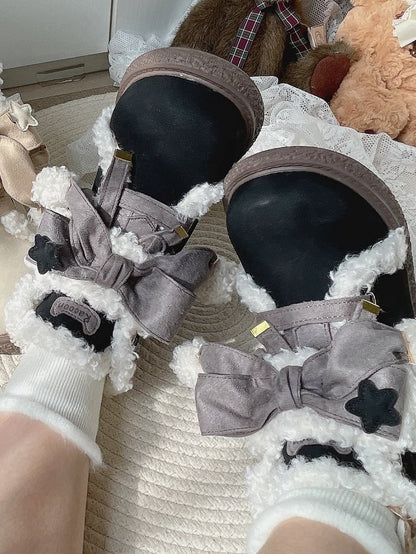 Sohle für Akzente Schwarz Ankle Lolita Stiefel Schleife 3cm Grau mit