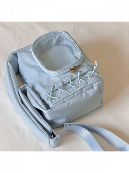 Transparent Pocket Ita Bag with Wide Straps
