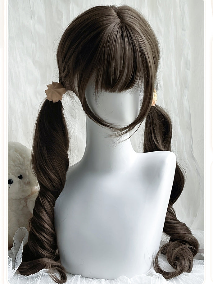 ブラウン合成ウィッグ ポニーテール 75cm ダブルバングス エアウィズ