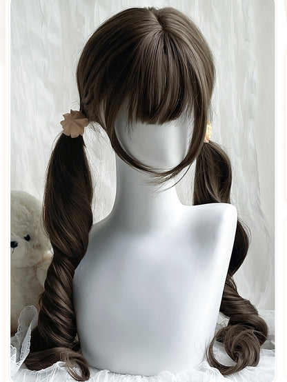 ブラウン合成ウィッグ ポニーテール 75cm ダブルバングス エアウィズ