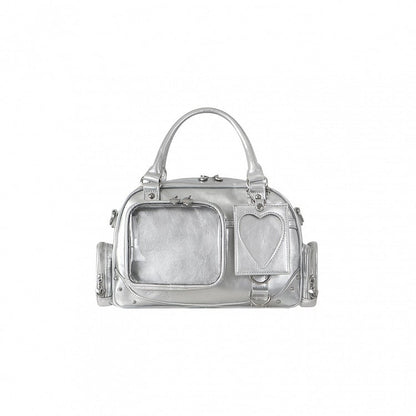 Handbag Shiny Display with Holder Window Silver Card Ita