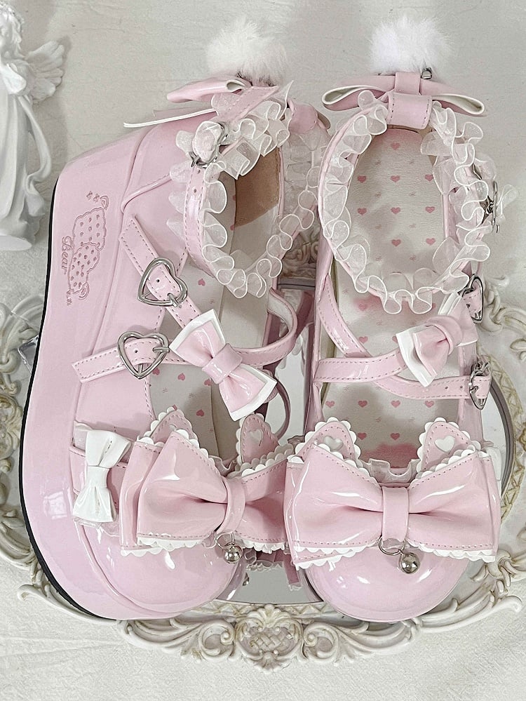 with Sweet Cat Toe Ears Round Platforms 7cm Pink