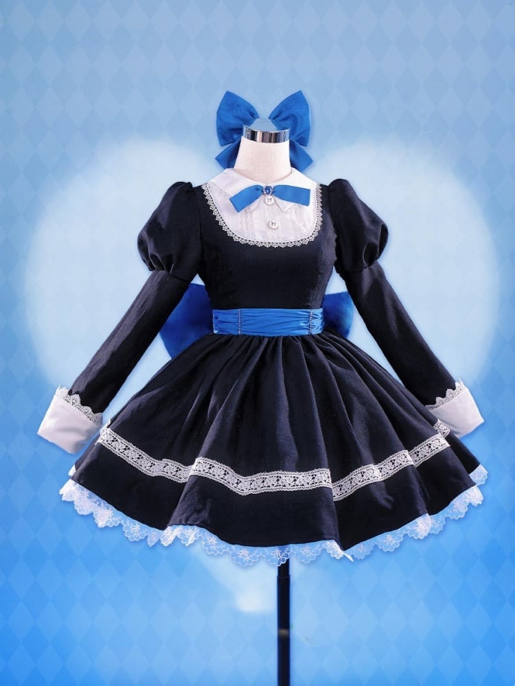 Höschen und Strumpf mit Strumpfhalter – Anarchy Schwarzes Kleid im Lolita-Stil, Cosplay-Kostüm
