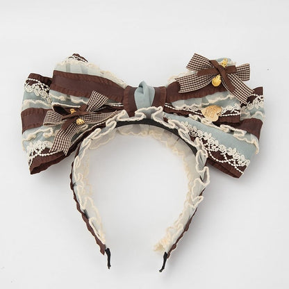 Plaid Green Lace KC Big Bowknot Lolita Sweet Chocolate Mint