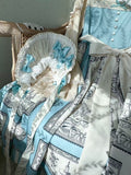 Bonnet Bowkonts Trimmed with Blue Lolita Apricot Lace