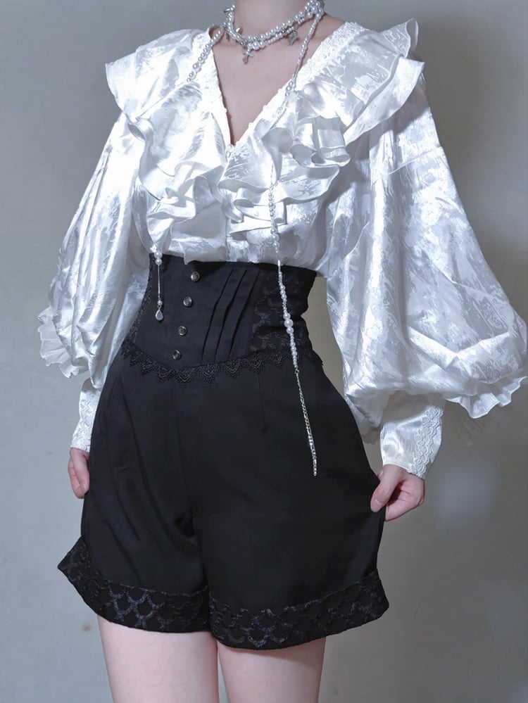 Lolita Boned Waist Corset Shorts Black Ouji High Belt Prince