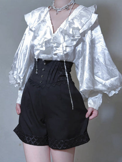 Lolita Boned Waist Corset Shorts Black Ouji High Belt Prince