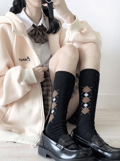 Retro Diamond Pattern Socks Colors 6 Calf