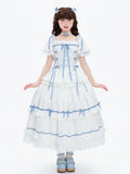 Abnehmbar mit Lolita Plus Cotton Classic Verfügbare blaue Größen Schmetterlingsweißkleidärmel und
