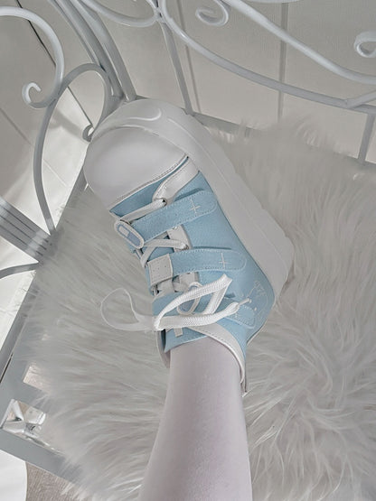 Tenshi Kaiwai Blue Round Toe Yami Kawaii Platform Sneakers