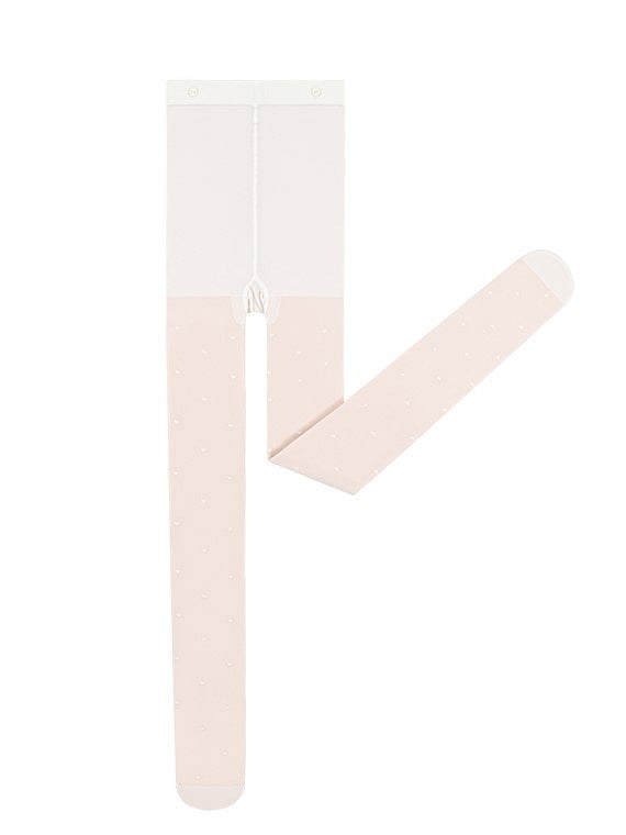 Tights Polka Dot Heart Fleece-Lined White/Black