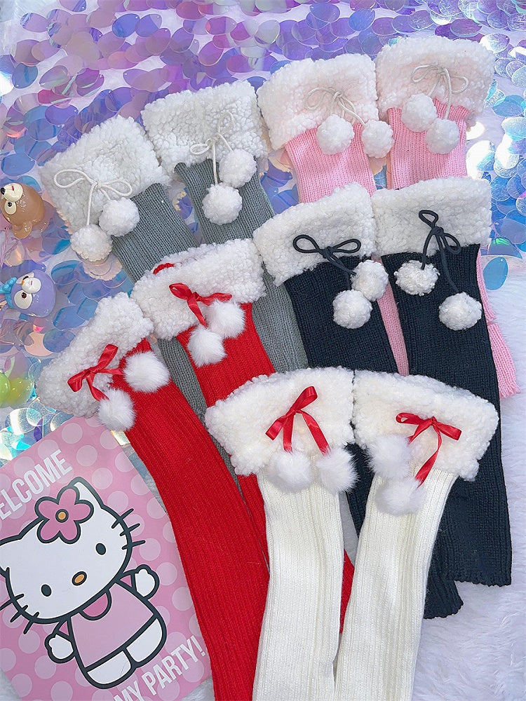 Jambières à pompons ambiance Noël