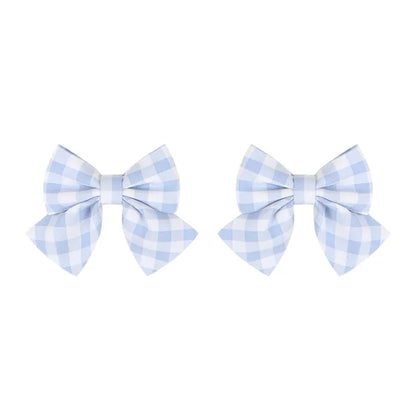 Hairclips Sweet Plaid Pattern Light Bowknot Blue