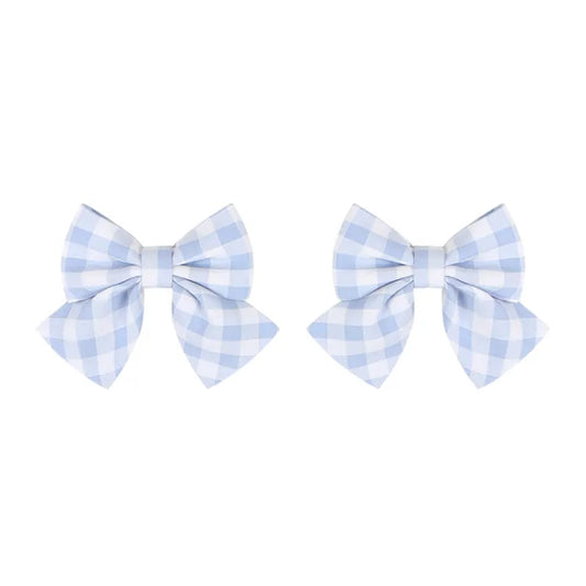 Hairclips Sweet Plaid Pattern Light Bowknot Blue