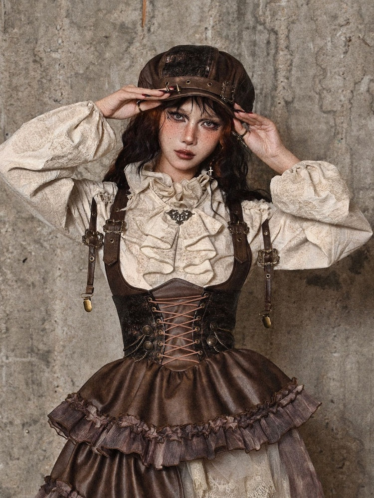 Studs Design Brown Wasteland Punk Hat