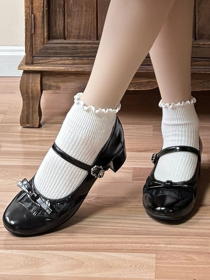 Design Spiderweb Janes Mary Top Black Gothic Bow at