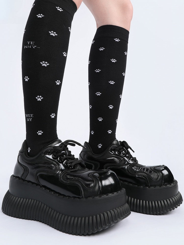 Style Platform Lace-up Black Closure Punk Shoes