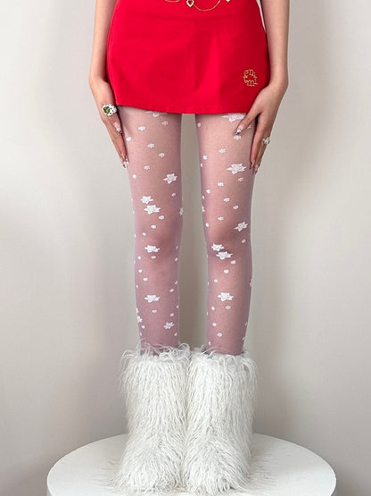 Tights Black/Pink/Purple Pattern Floral