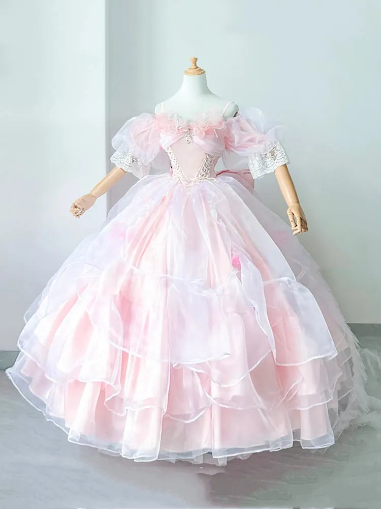 Hanayome Available Pink Basque Waist Lace-up Gorgeous Plus Sizes Hime Dress