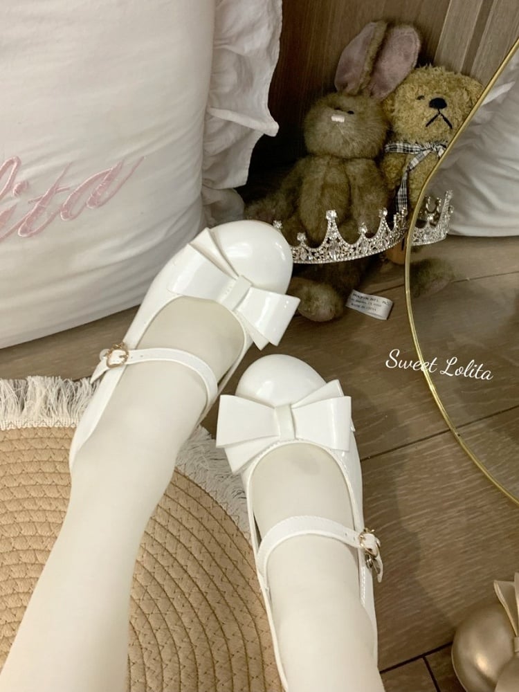 Janes White Mary Snap Mid-heel Sweet Lolita with Fastener
