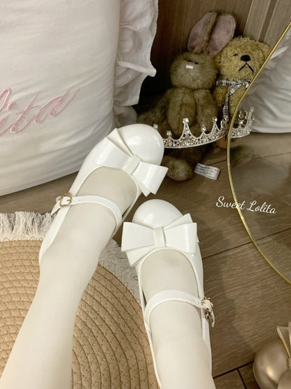 Janes White Mary Snap Mid-heel Sweet Lolita with Fastener