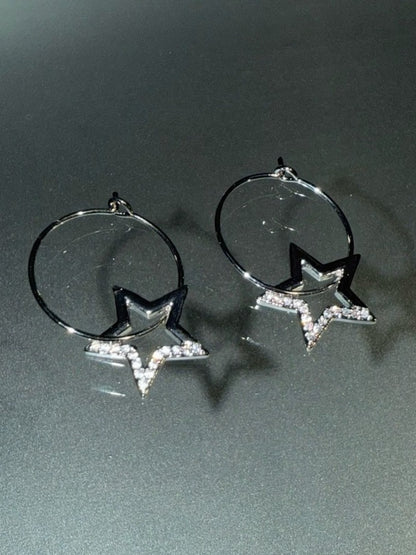 Rhinestone Silver Star Earrings