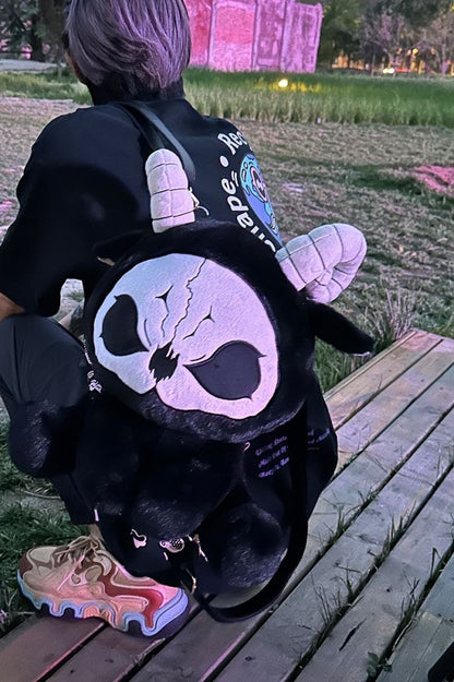 黒と白の死神ゴシックぬいぐるみバックパックバッグ