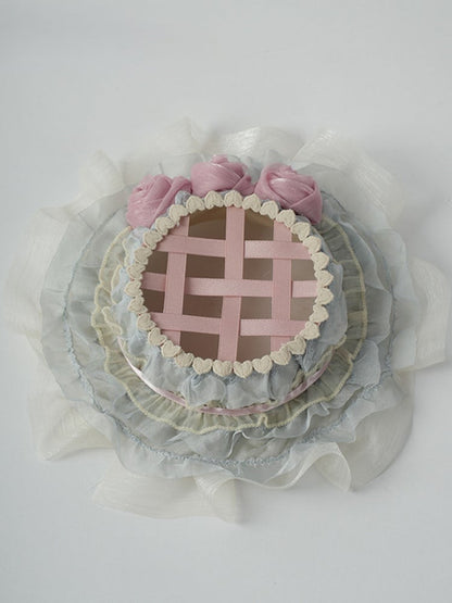 Blue Lolita Woven Design Flower Hat Mini Accents with Pink Sweet