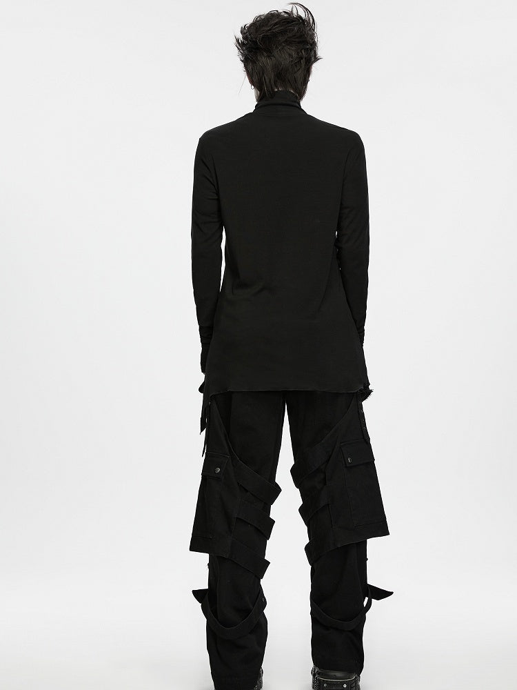 Shadow Turtle Neck Black Men's Gothic T-shirt - Punk Rave