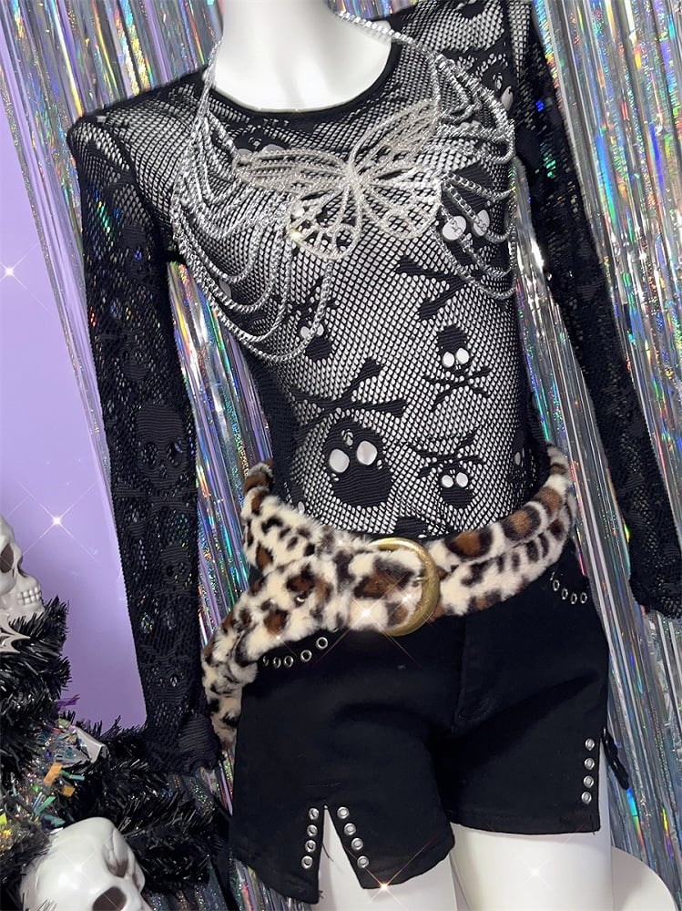 Gyaru Brown Leopard Plush Buckle Belt