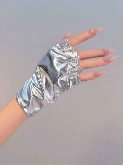 Cyberpunk Futuristic Half-Finger Gloves in Two Tones - Mr. Cat