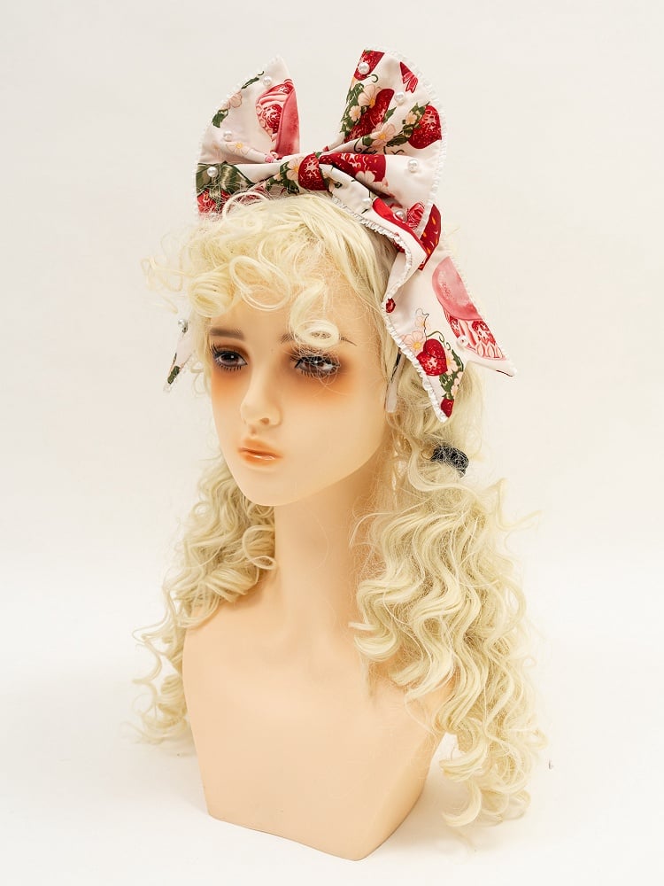 Strawberry Print Pink Sweet Peter Pan Collar Lolita One Piece Full Set