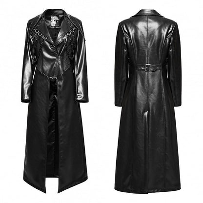 Black Punk Visual Leather Heavy-procesed Jacket