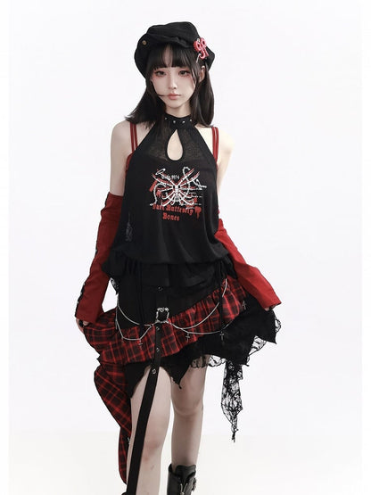 Red Cami Top Double Straps Design - PINK SAVIOR