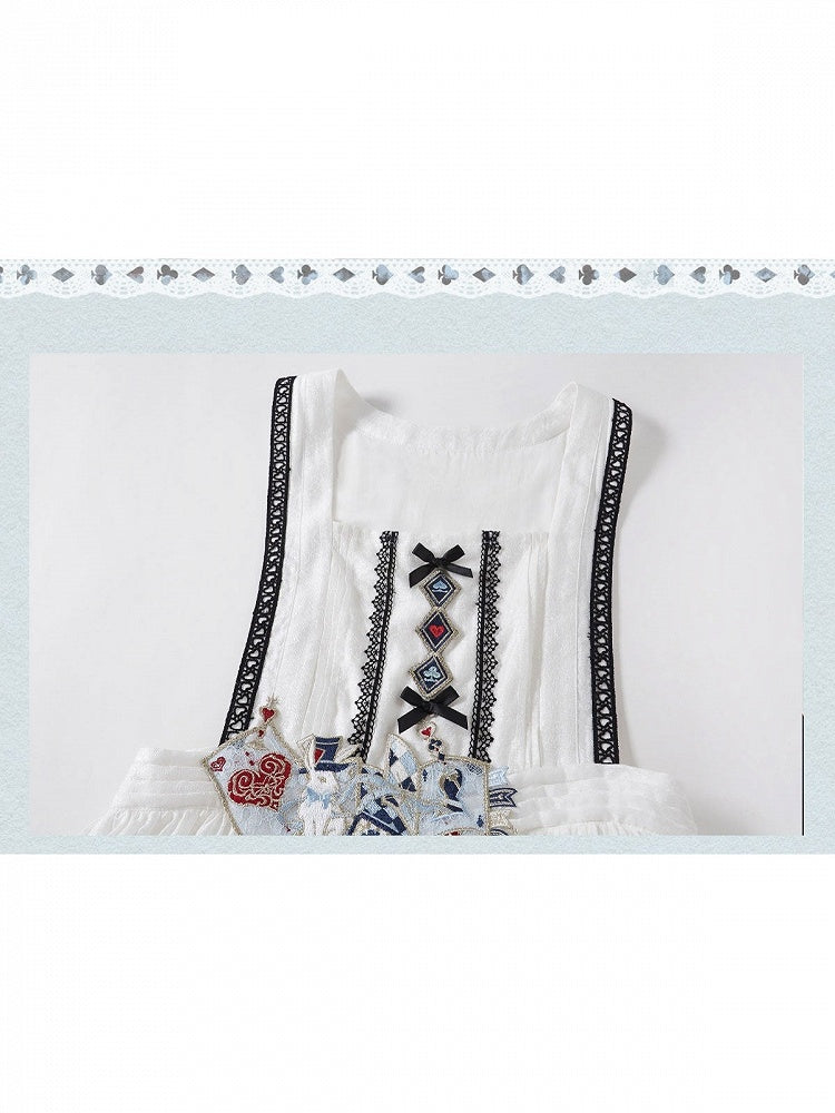 Chinese Elements Lolita Long Sleeve Dress with Lace Apron Alice in Wonderland Theme - Zao Jing Ji