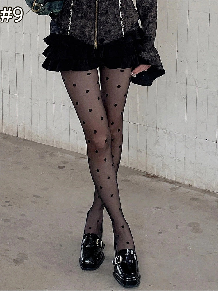 Polka Collection) 12-Style Dot (Vintage Edgy Pantyhose