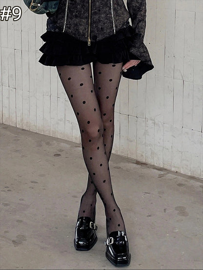 Polka Collection) 12-Style Dot (Vintage Edgy Pantyhose
