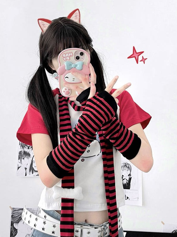 Bone Striped Thin Accent 4 Colors Scarf with -