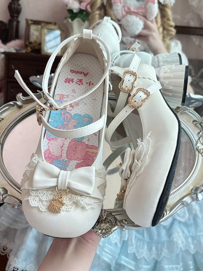 Mary Sweet Round White with Toe Top Lolita Bow Jane in