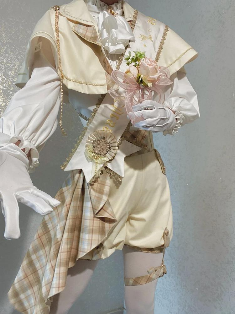 Lolita Shorts Waist - and Shirt Outfit + High Cape Prince Ouji Gold White