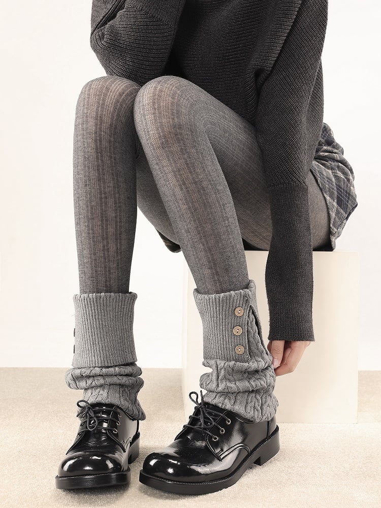 Button Colors Knit with Leg Warmers Decoration Warm 4 Cable